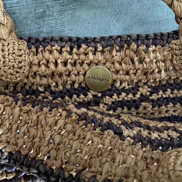 ROUJE Sebastien Raffia Basket Bag Tote Iconic - Picture 4 of 6